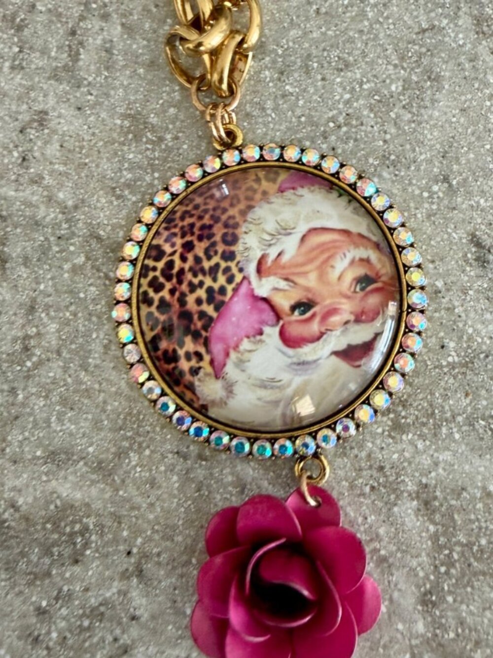 Leopard Santa Necklace